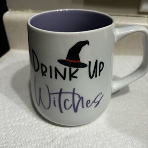 Drink Up Witches Ceramic Mug - White with Purple Interior